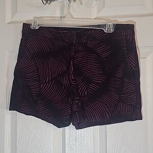 Ann Taylor Devin City Stretch Cotton Dress Shorts Black Purple Pockets Size 4